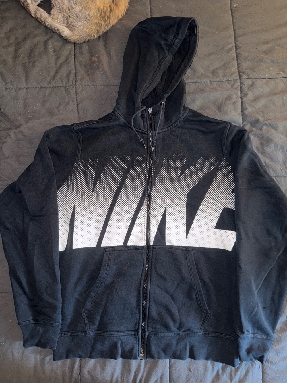 Nike Black Full-Zip Hoodie with White Gradient Logo